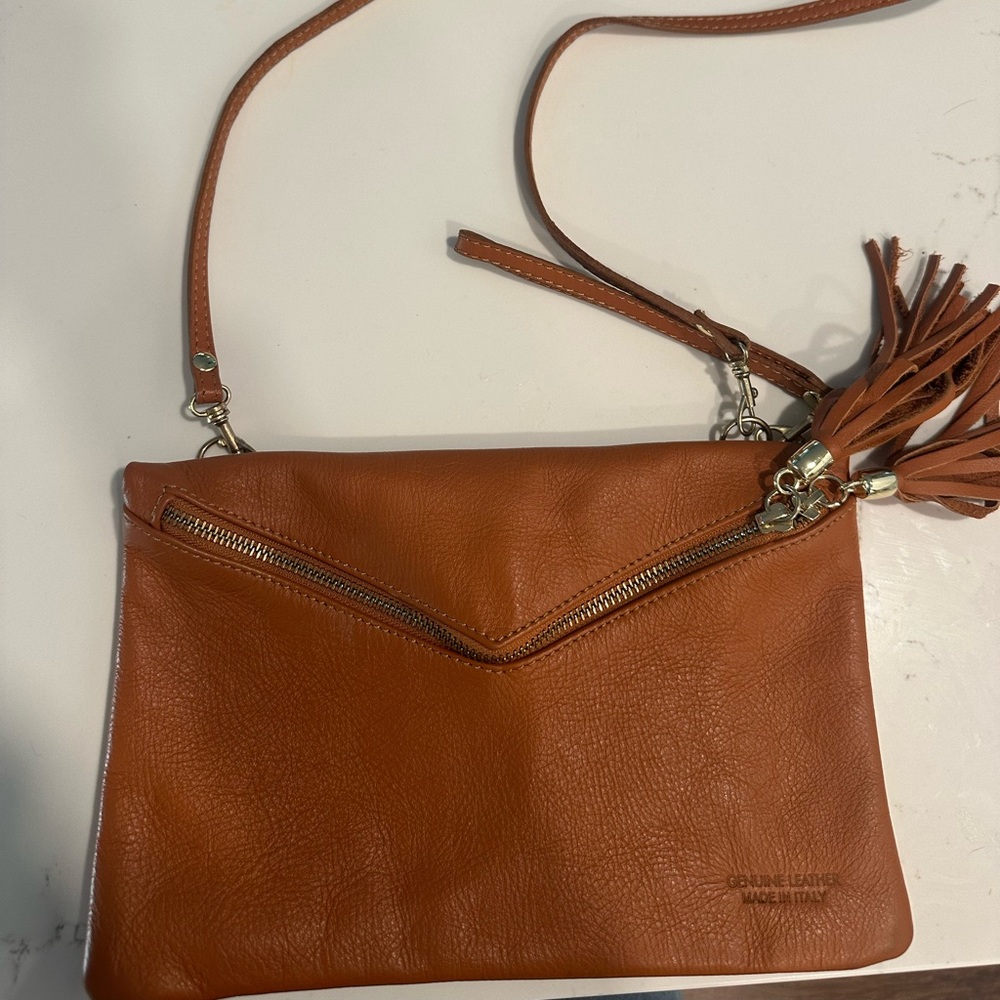 Italian Tan Leather Crossbody Bag